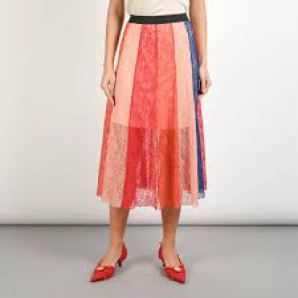 Maje Jupiter Panelled Lace Midi Skirt Multicolor Size 1 (S) High Waist